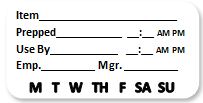 Image of 2"x1" B&W Single Label Solution Handwrite Food Safety Label