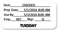 Image of 2"x1" On Demand Printed Food Safety Label