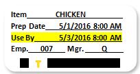 Image of 2"x1" Color On Demand Printed Food Safety Label