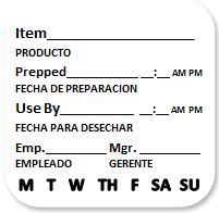 Image of 2"x2" B&W Single Label Solution Handwrite Food Safety Label